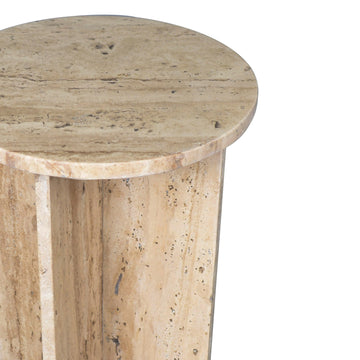 Javier 14" Contemporary Natural Marble Handmade X-Shaped End Table - JONATHAN Y